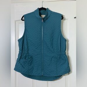 Blue Mountain Vest Women's Lightweight Quilted Pockets Teal Blue Green Sz XL